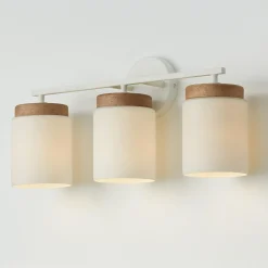 Wood Capped Vanity Light - 3 Light