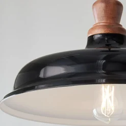 Wood Capped Warehouse Pendant