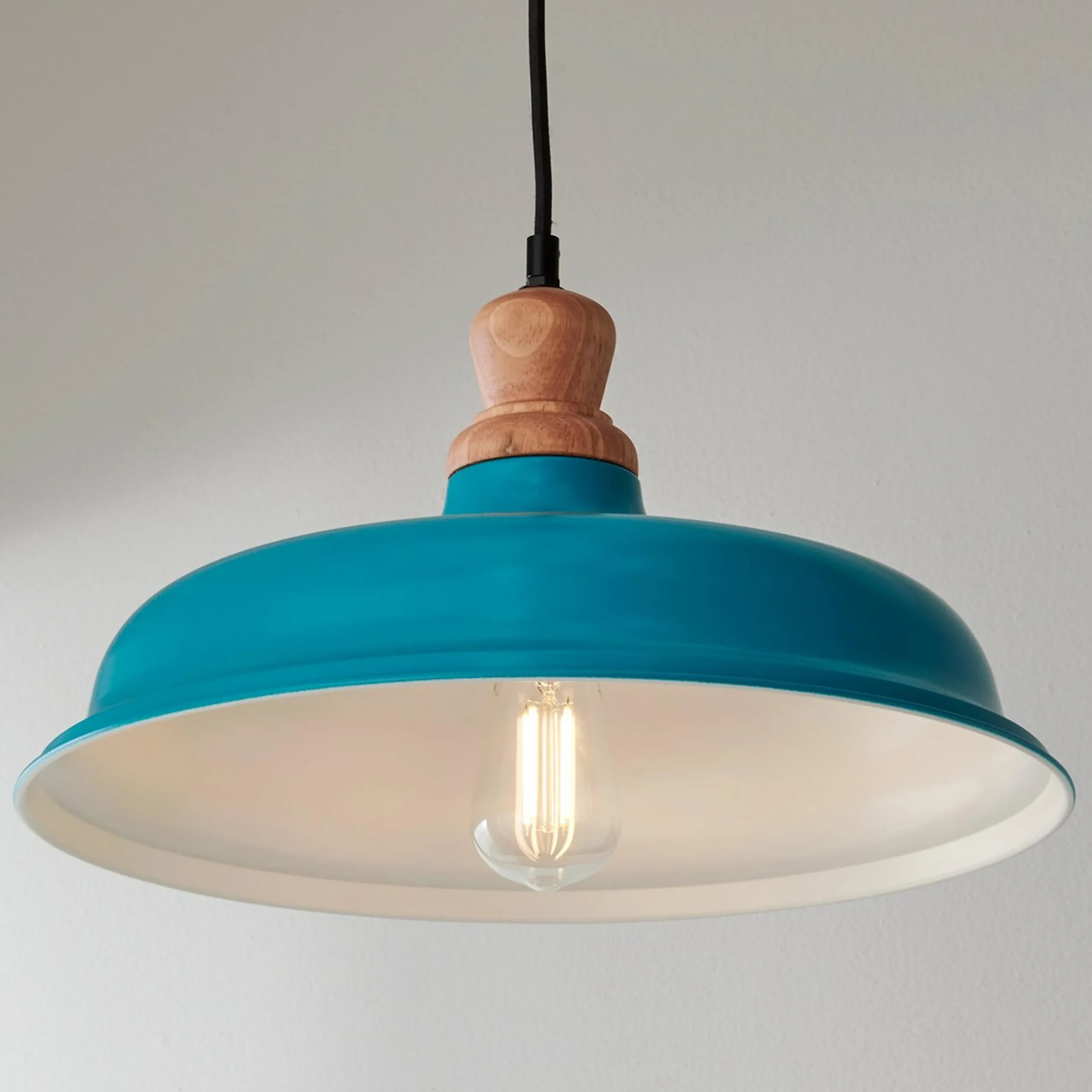 Wood Capped Warehouse Pendant
