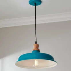 Wood Capped Warehouse Pendant