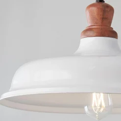 Wood Capped Warehouse Pendant