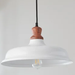 Wood Capped Warehouse Pendant