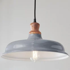 Wood Capped Warehouse Pendant