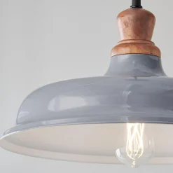Wood Capped Warehouse Pendant