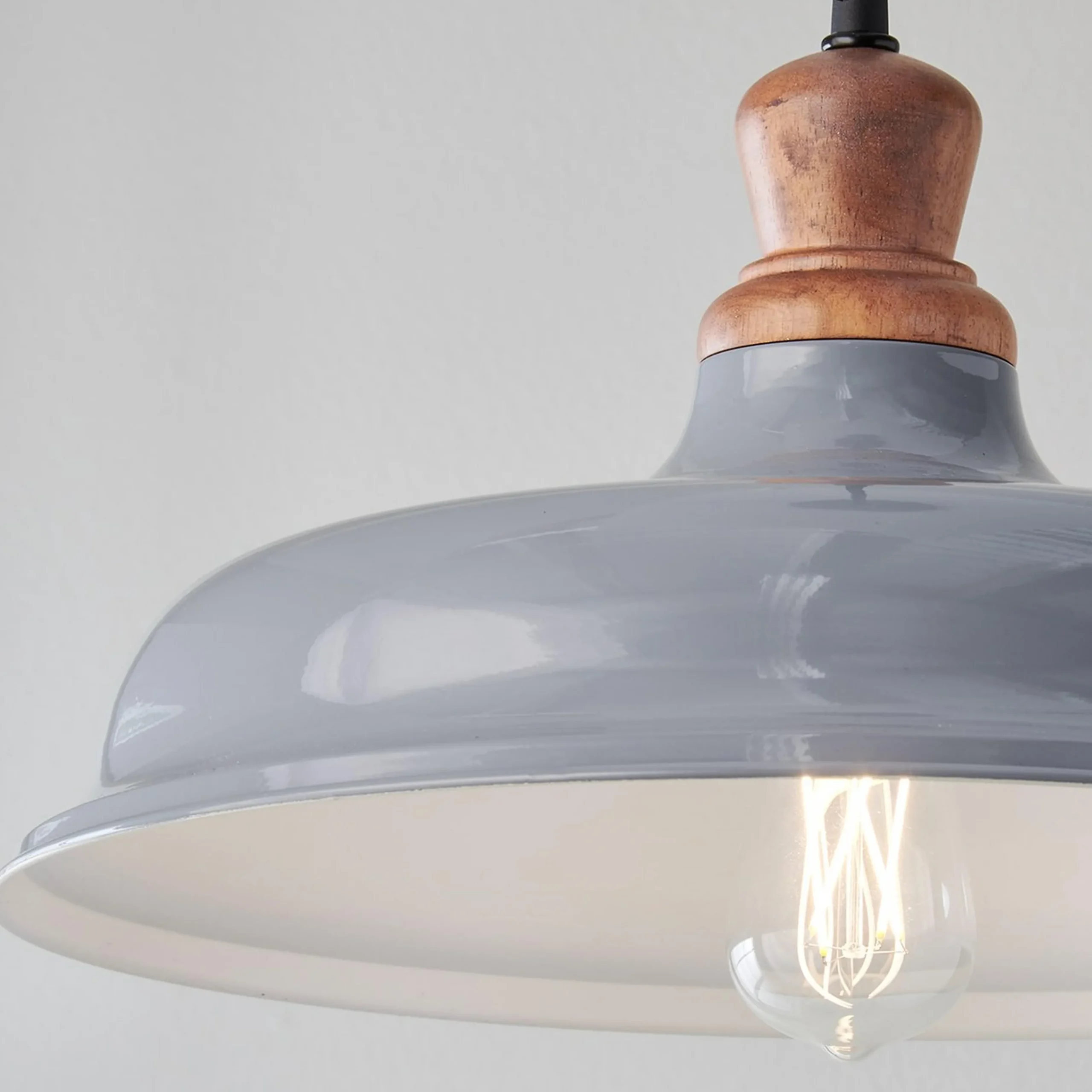 Wood Capped Warehouse Pendant