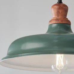 Wood Capped Warehouse Pendant