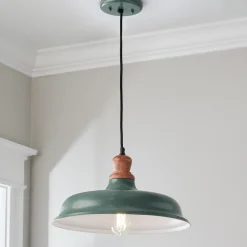 Wood Capped Warehouse Pendant