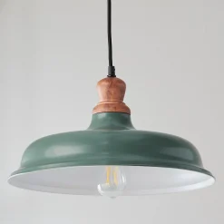 Wood Capped Warehouse Pendant