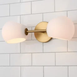 Xaviero Glass Vanity Light - 2 Light - Opal