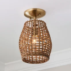 Young House Love Check Rattan Ceiling Light