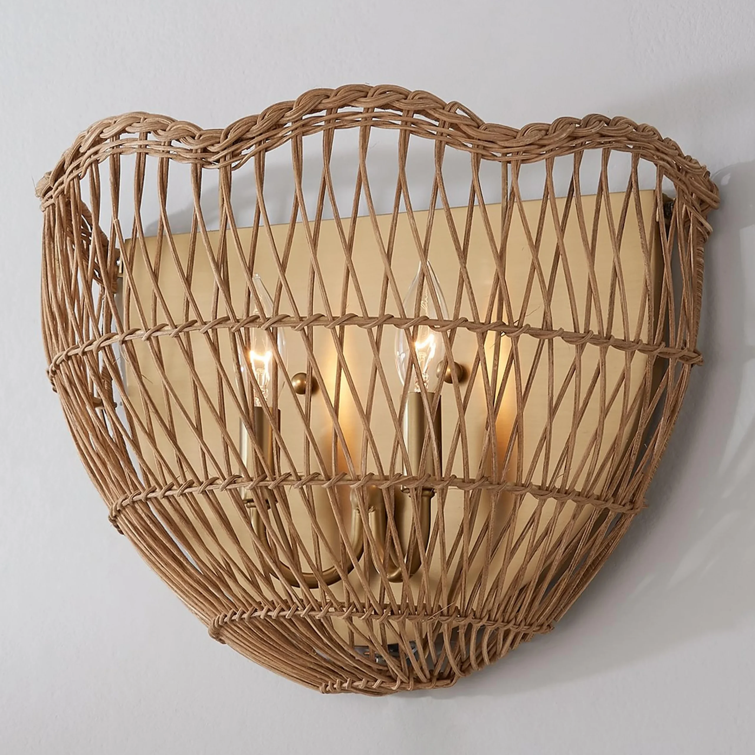 Young House Love Scallop Rattan Sconce